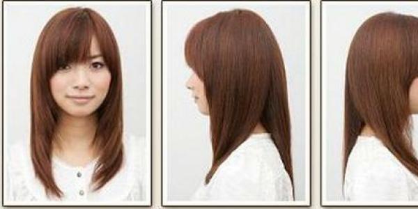 Haircut ladder with bangs and without - photo front and rear